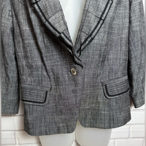 WHITE BLACK Women's Gray 3/4 sleeves Blazer/size 12 - Picture 6 of 12